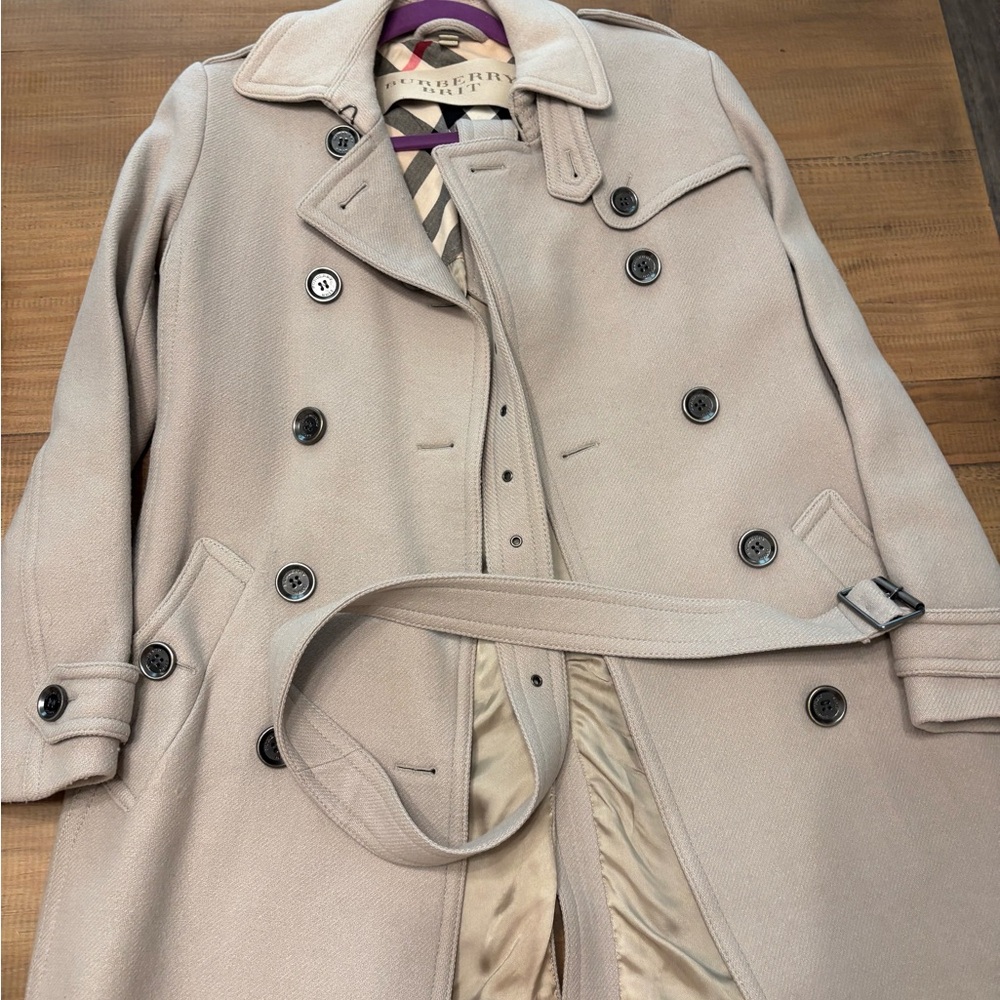 Burberry Brit Beige Double-Breasted Trench Coat